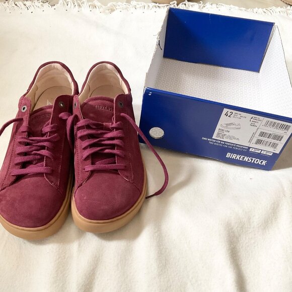 NEW BIRKENSTOCK BURGANDY red suede leather sneaker shoes MENEU42 US9 WOMEN 10.5 - Picture 2 of 9